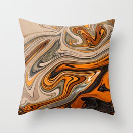 Orange black marble pattern Throw Pillow