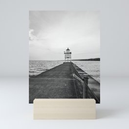 Lake Superior Lighthouse | Black and White Mini Art Print