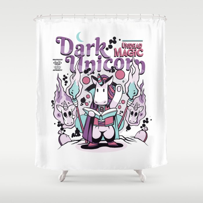 Dark Unicorn Comic Shower Curtain