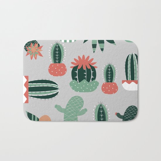 Succulents gray Bath Mat