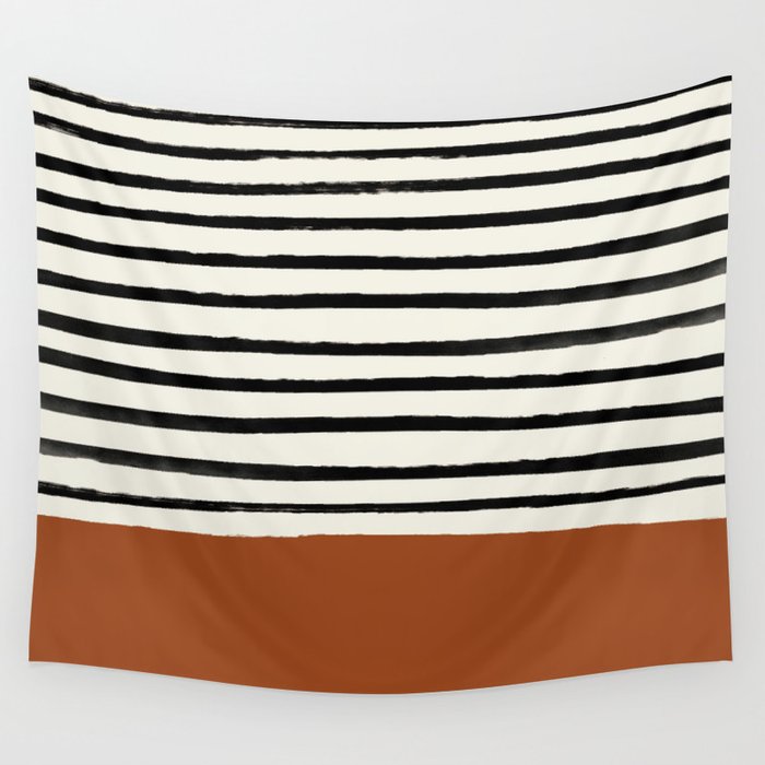 Burnt Orange x Stripes Wall Tapestry by Leah Flores Society6