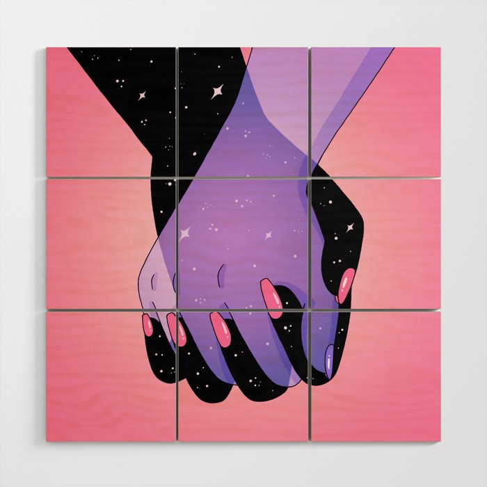 Cosmic Hand Squeeze Wood Wall Art