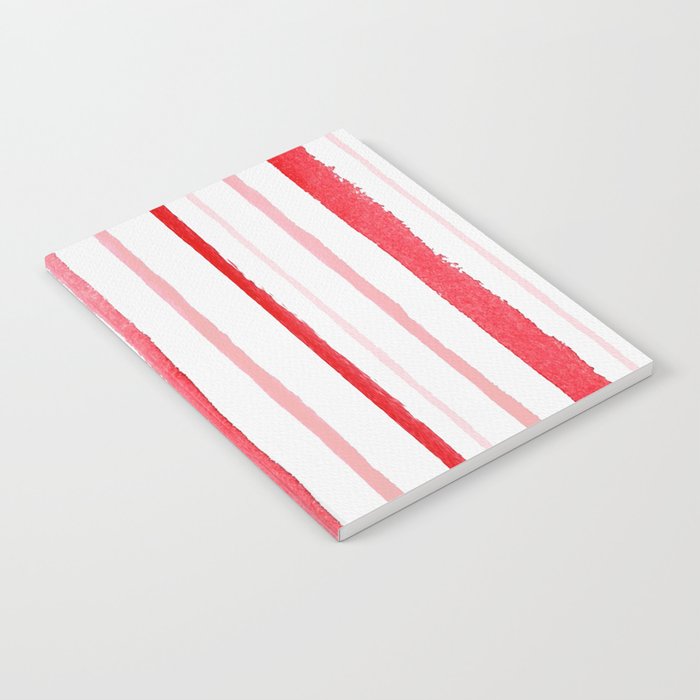 Red Watercolor Stripes and Lines Notebook