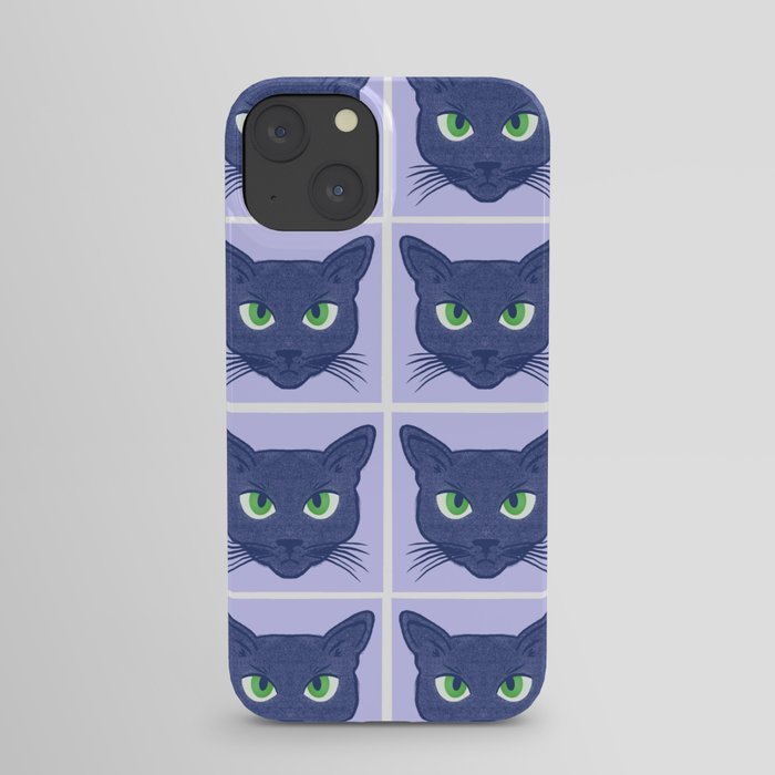 Retro Modern Periwinkle Cats Pattern iPhone Case