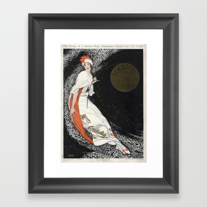 Vintage Magazine Cover - Flapper with moon on the milky way December 1912 Framed Art Print