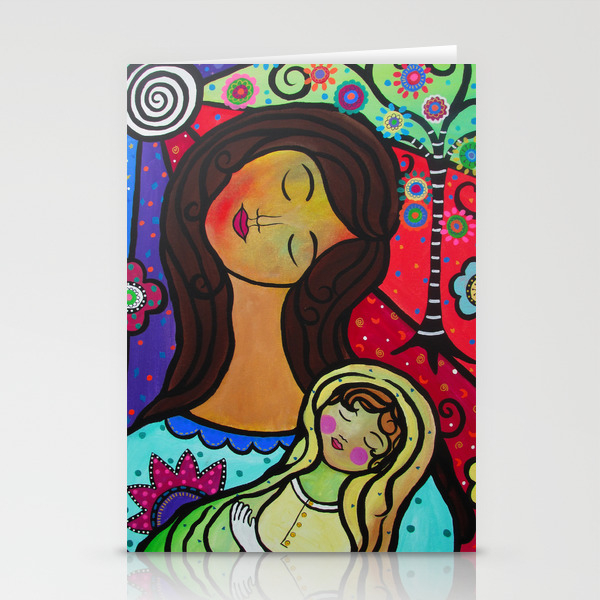 Abstract Mother And Child Painting By Prisarts Stationery Cards By