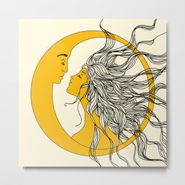 Sun and Moon Metal Print | Lunar, Light, Face, Sun, Nature, Sky, Moon, Universe, Curated, Mystic 