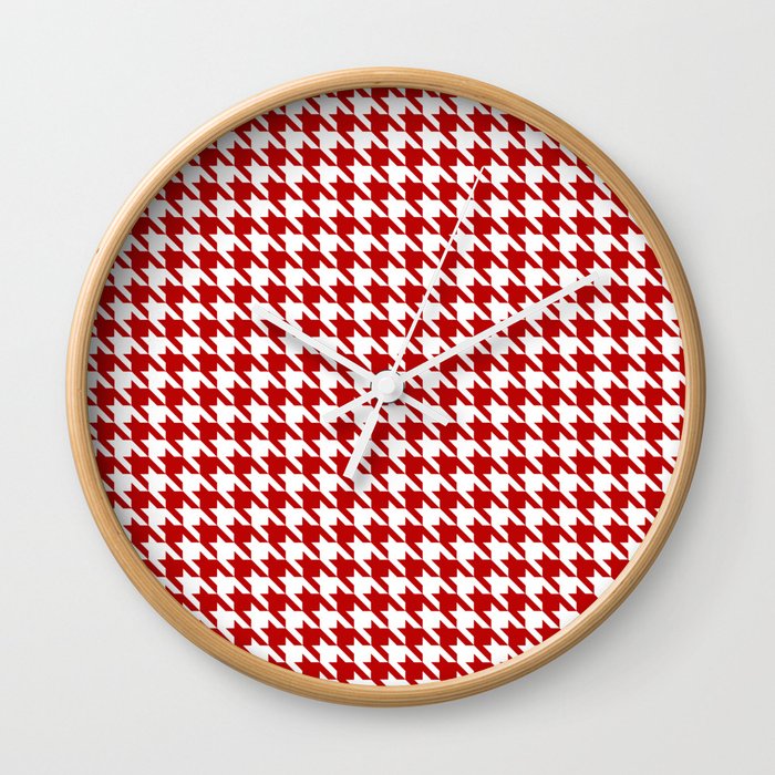 Red Classic houndstooth pattern Wall Clock
