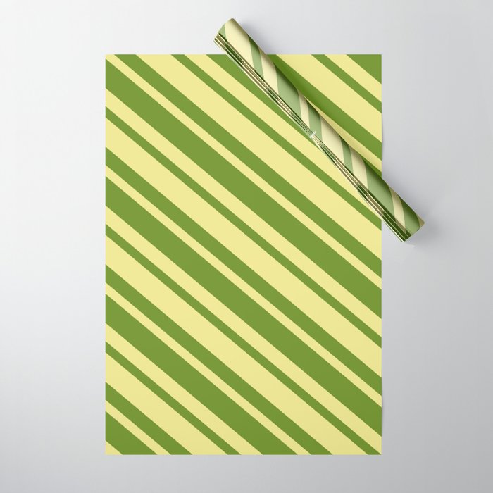 Green and Tan Colored Stripes Pattern Wrapping Paper
