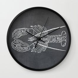 Lobster Butcher Diagram (Seafood Meat Chart) Wall Clock