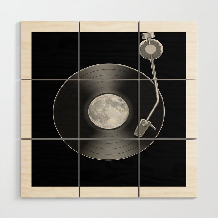 Moon Full Moon Record Space Wood Wall Art