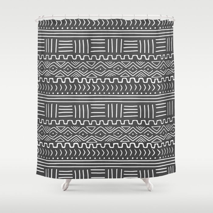 Mud Cloth On Gray Shower Curtain By Wellingtonboot Society6