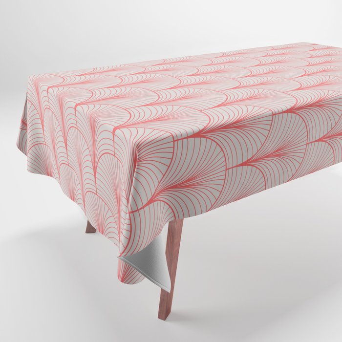 Gray Red Art Deco Arch Pattern Tablecloth