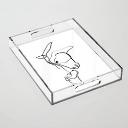 Horse and Dog One Line Contour Drawing Acrylic Tray