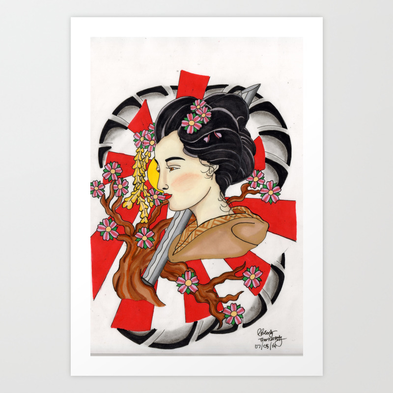 Japanese Geisha Art Print By Thoricartist Society6