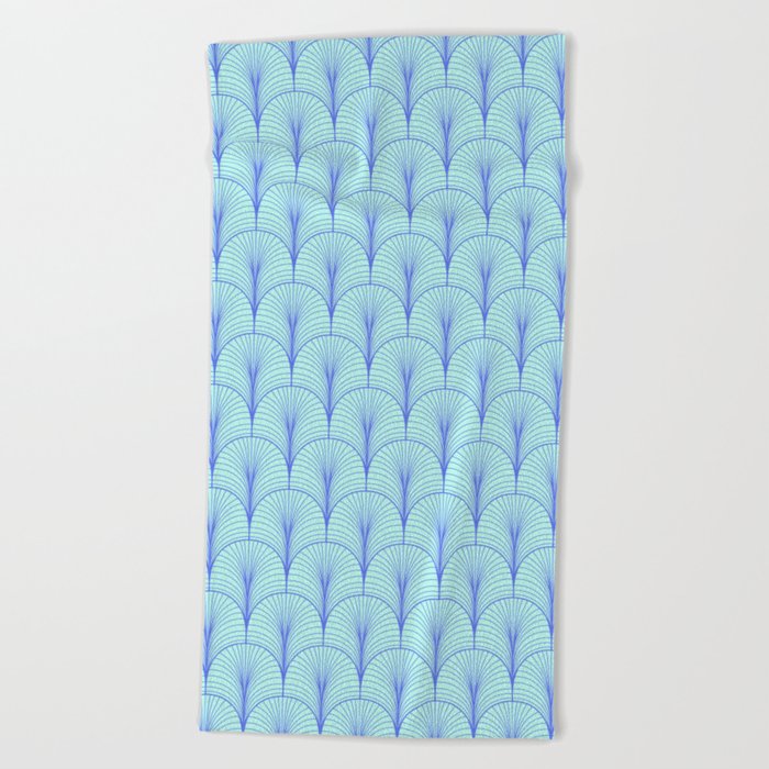 Aqua Very Peri Art Deco Arch Pattern Beach Towel