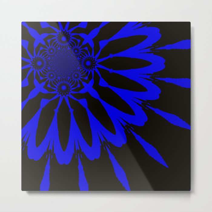 The Modern Flower Black and Blue Metal Print