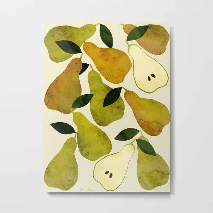 mediterranean pears watercolor Metal Print
