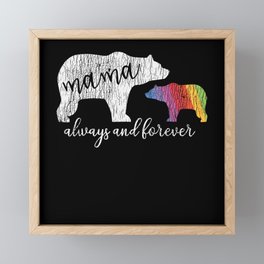 Rainbow Mama Bear Cube Mom Gay LGBTQ Pride Framed Mini Art Print