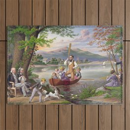 A family out boating Outdoor Rug