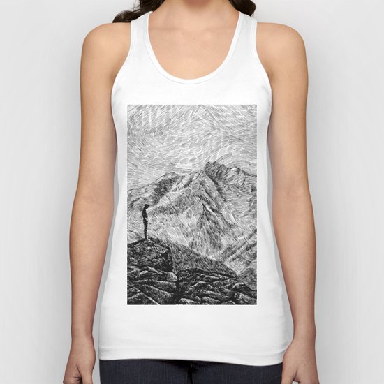 Child on the rock - Black ink Unisex Tank Top