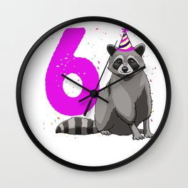Birthday Girl 6 Raccoon Wall Clock