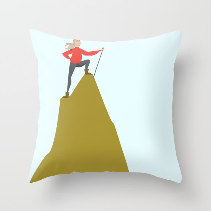 Mountain Woman Illustration Throw Pillow