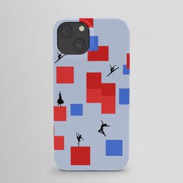 Dancing like Piet Mondrian - Composition in Color A. Composition with Red, and Blue on the light blue background iPhone Case