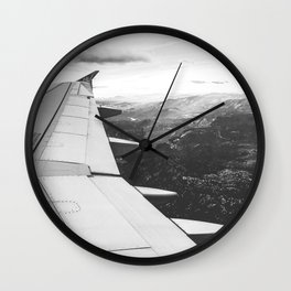Mountain State // Colorado Rocky Mountains off the Wing of an Airplane Landscape Photo Wall Clock