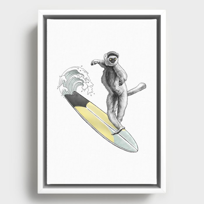 Sifaka surfer Framed Canvas