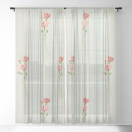 Bouquet of Three Carnations Sheer Curtain
