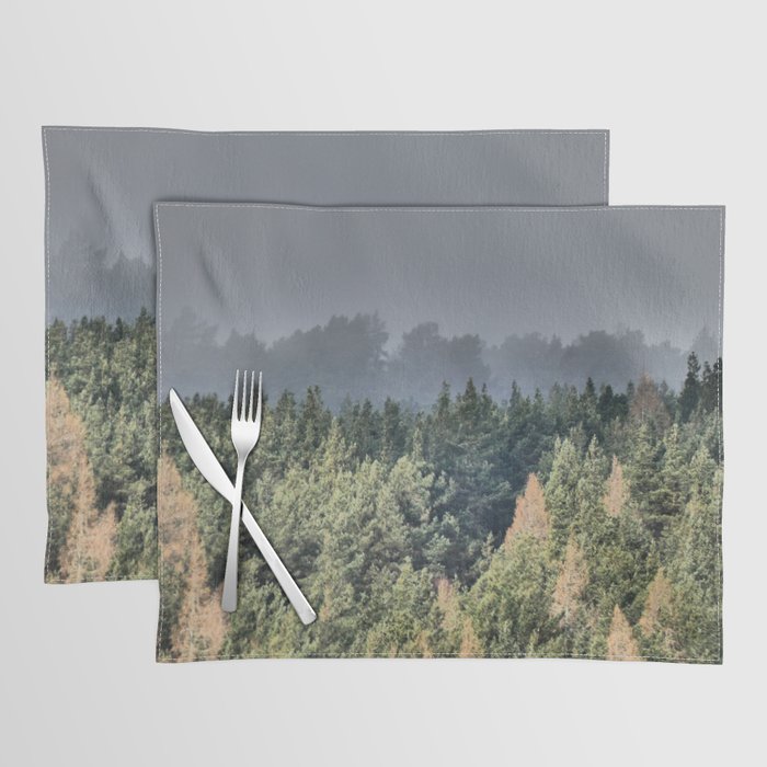  Scottish Highland Pine Forest in the Spring Rain in I Art Placemat