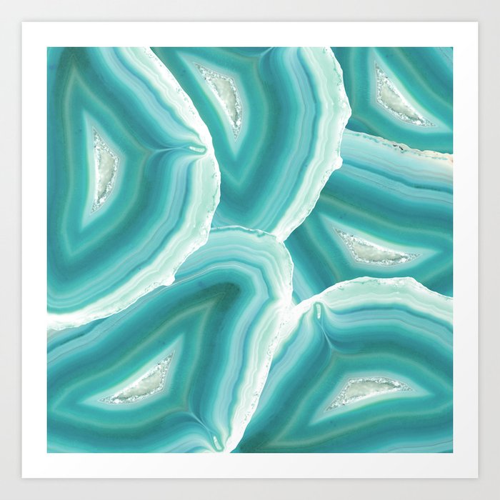Geodes in Turquoise Crystal Art Print