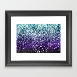 Aqua Purple Ombre Glitter #2 (Faux Glitter) #decor #art #society6 Framed Art Print