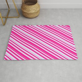 [ Thumbnail: Lavender & Deep Pink Colored Striped Pattern Rug ]