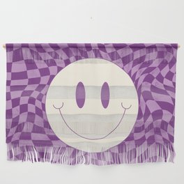 Warp checked smiley in purple Wall Hanging