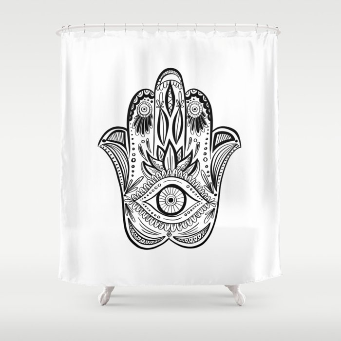 Hamsa Hand Drawn Shower Curtain By Graphicillustration Society6