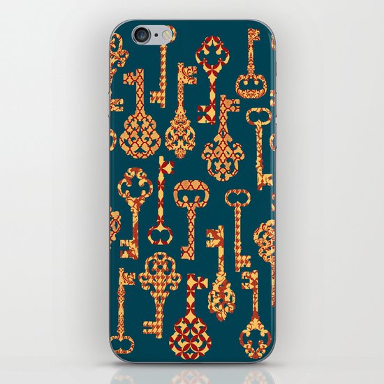 Yellow and Red Skeleton Key Pattern iPhone & iPod Skin