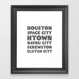 Houston Nicknames Framed Art Print