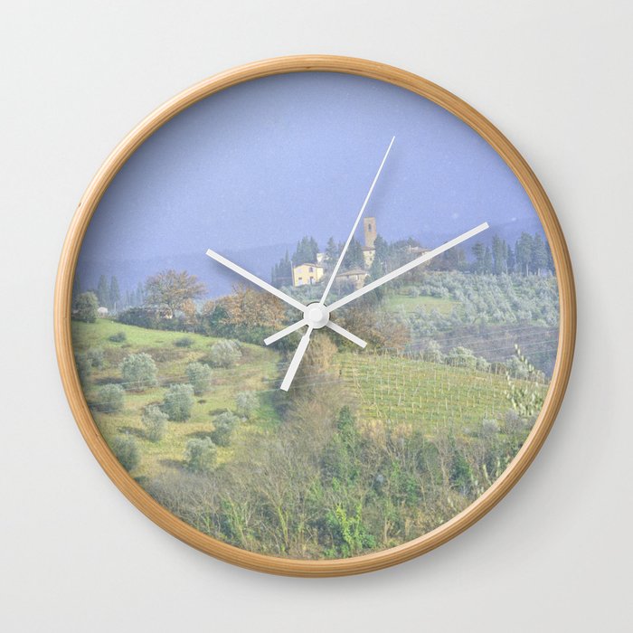 Vineyards Tuscany - Italy - Landscape and Rural Art Photography Wall Clock