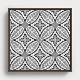 Black and White Tile Pattern Painting II Framed Canvas