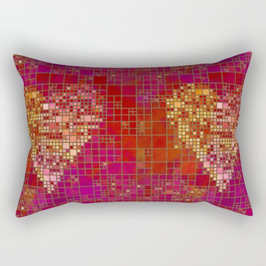 red Love heart tile illustration Rectangular Pillow