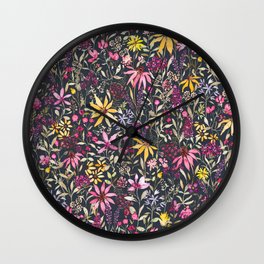 Summer in Grandma's Garden dark watercolor floral Wall Clock