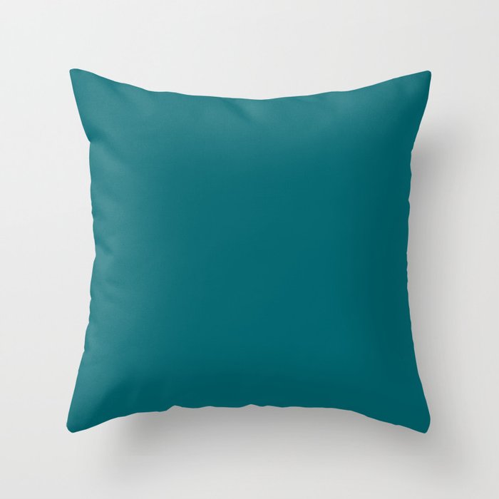 Dark Teal Solid Color Pairs Pantone Harbor Blue 18-4728 TCX Shades of Blue-green Hues Throw Pillow