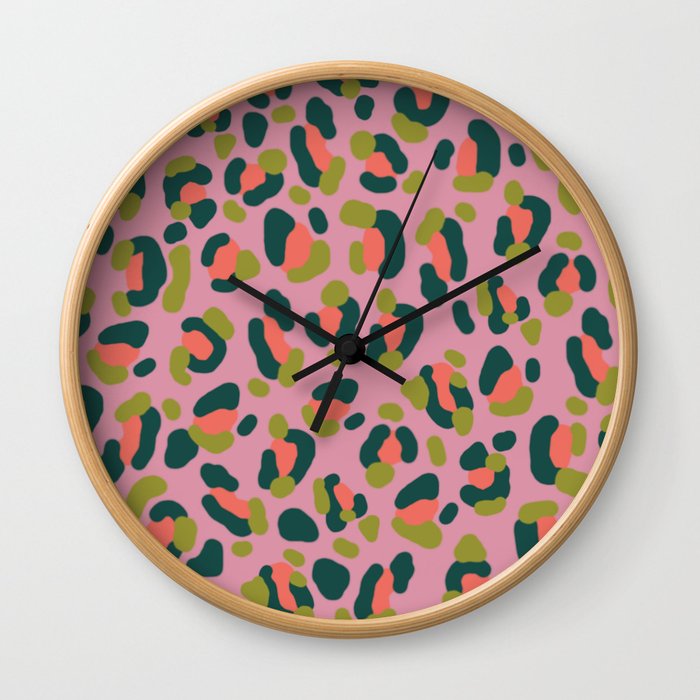Pink Leopard Wall Clock