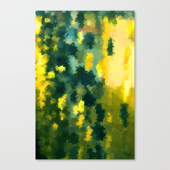 Squares Pattern #Yellow #Green #Mint #2 Canvas Print
