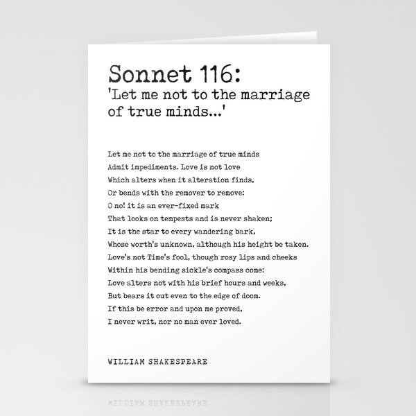 Sonnet 116 - William Shakespeare Poem - Literature - Typewriter Print 1 Stationery Cards
