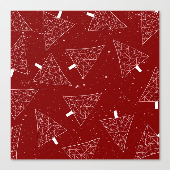 Christmas Trees Red Canvas Print