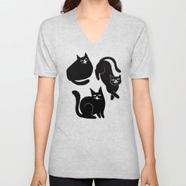 Three Kitty Cats V Neck T Shirt