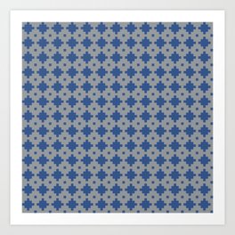Seamless Classic Blue and Ultimate Gray colors geometric pattern. Art Print | Oriental, Seamless, Pattern, Mosaic, Squares, Ultimategray, Ultimate, Square, Colored, Element 